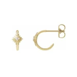 14k Starburst Hoop Earring with Diamond