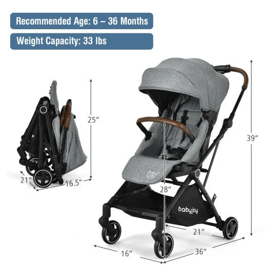 2-in-1 Convertible Aluminum Baby Stroller with Adjustable Canopy-Gray