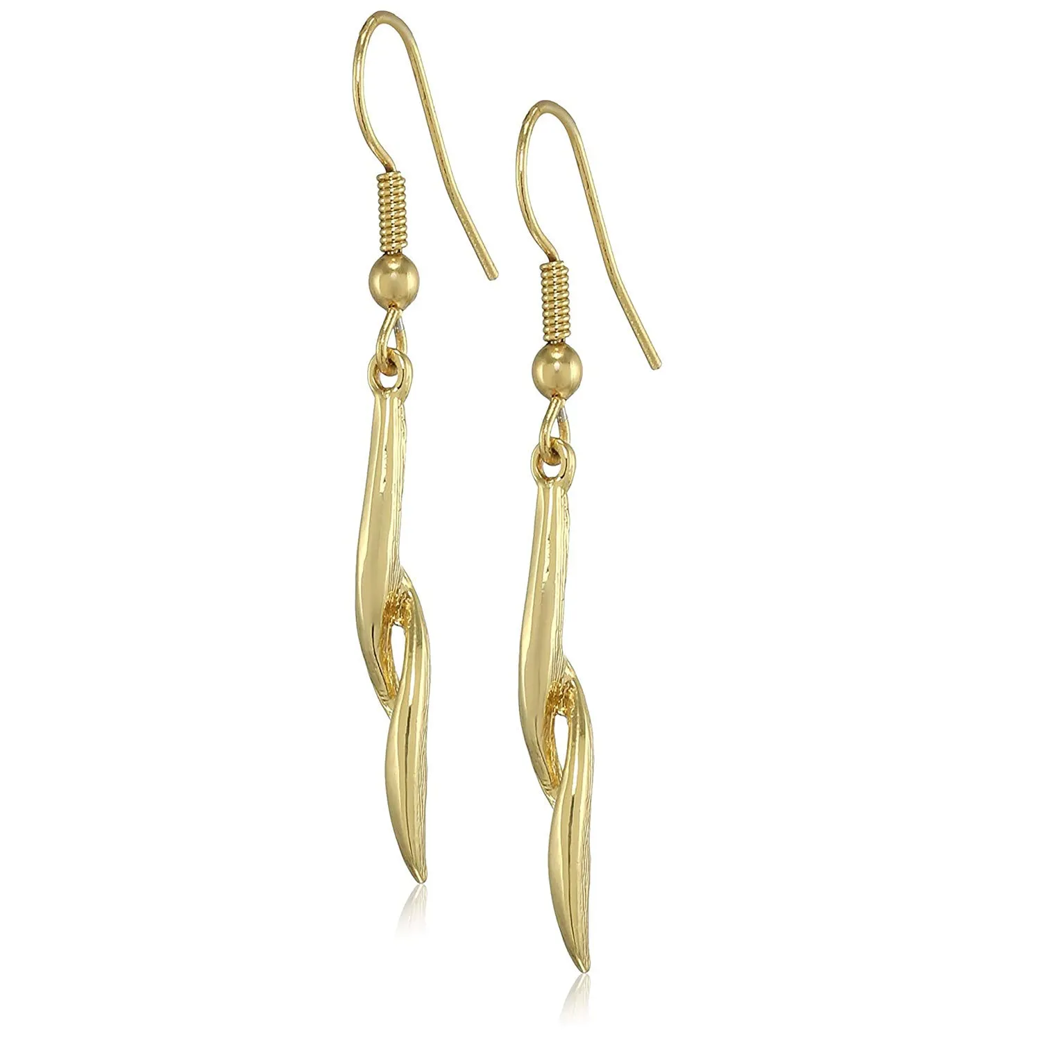 24 Karat Gold Plated twisted leaf drop earring