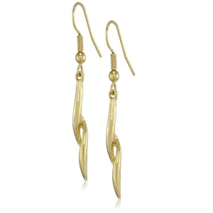 24 Karat Gold Plated twisted leaf drop earring