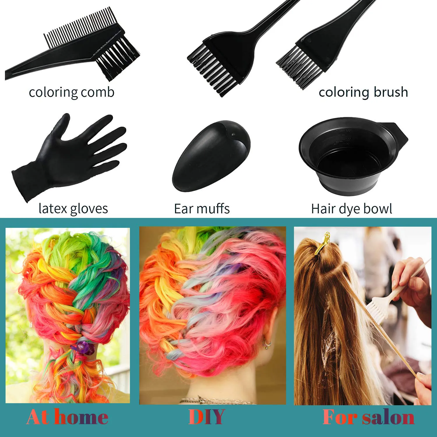 33 Pieces Hair Dye Brush And Bowl Set,Hair Dye Brush/Comb,Hair Tinting Bowl,Ear Cover,Shower Cap,Shawl, Alligator Clip,Gloves For Hair Coloring，Bleaching Hair DIY Salon Hair Coloring Kit