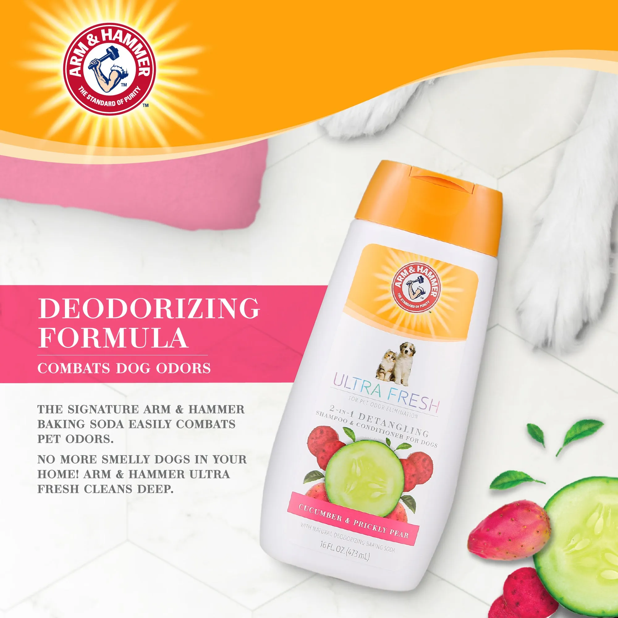 Arm and Hammer Ultra Fresh 2-in-1 Detangling Shampoo & Conditioner with Coconut Oil & Silk Protein