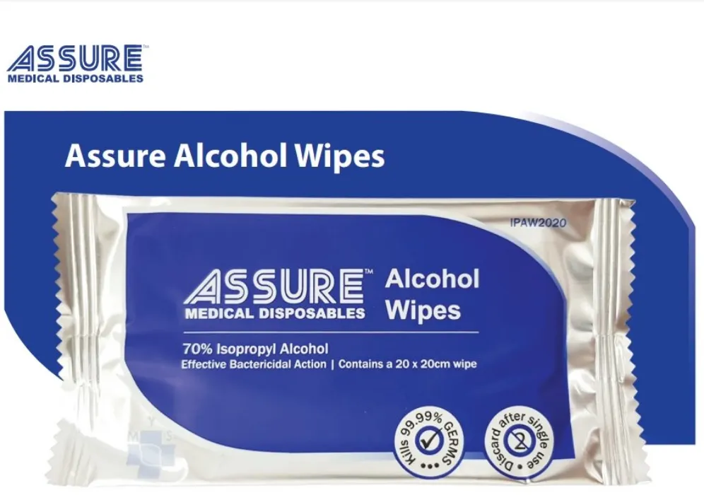 ASSURE Alcohol Wipes, 20cm X 20cm, 50Pcs/Pack