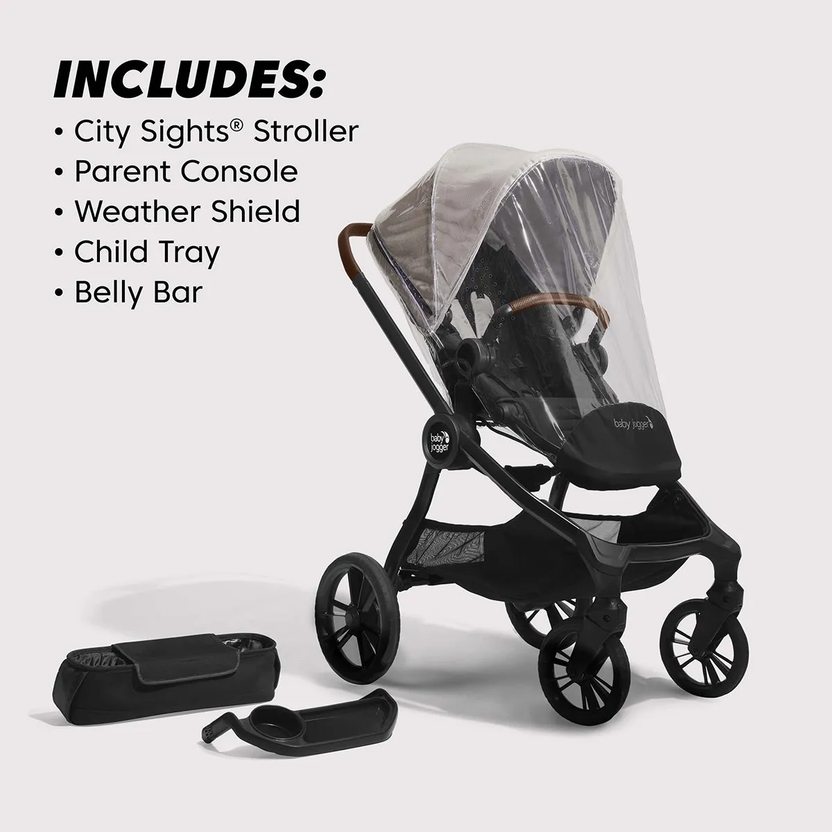 Baby Jogger City Sights Stroller   Accessory Bundle - Frosted Ivory