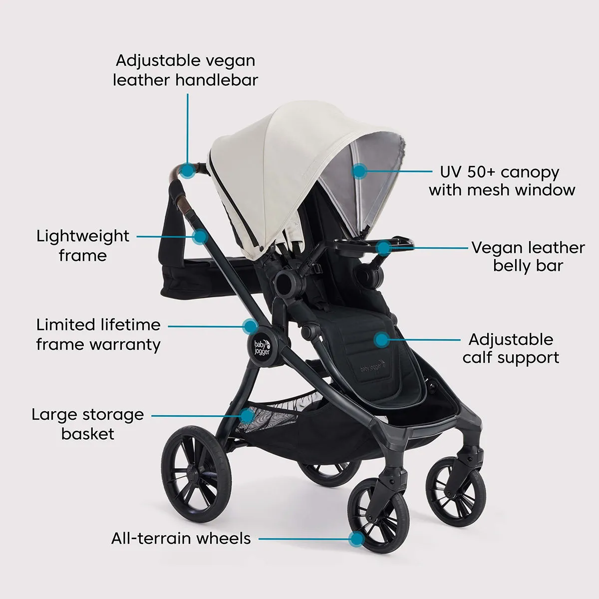 Baby Jogger City Sights Stroller   Accessory Bundle - Frosted Ivory