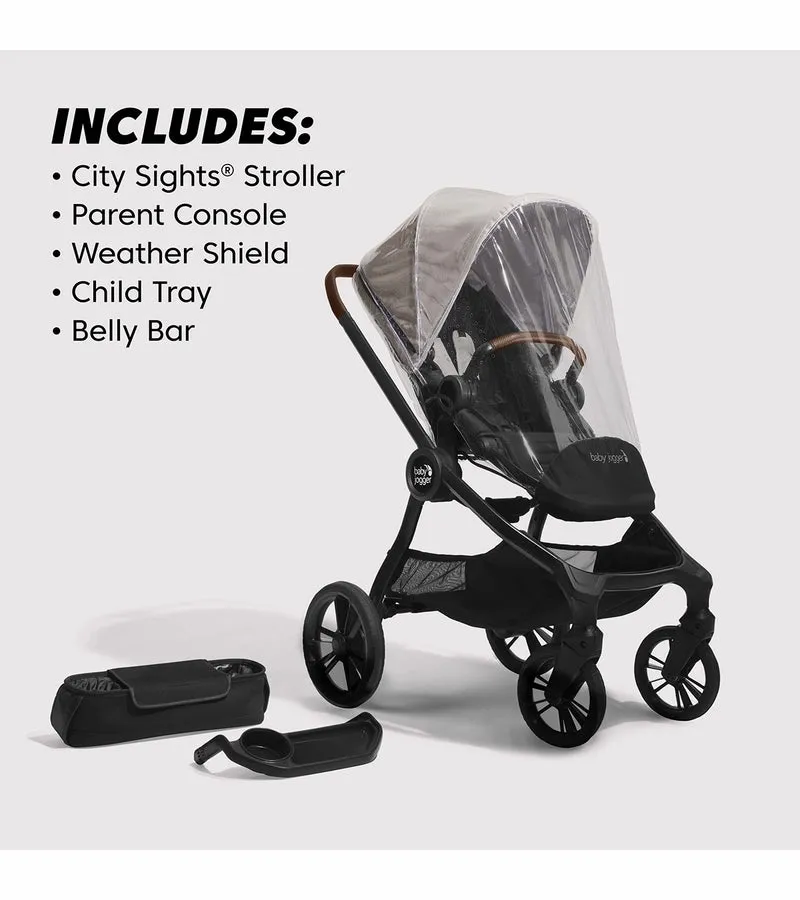 Baby Jogger City Sights Stroller   Pram   Accessory Bundle - Frosted Ivory / Rich Black