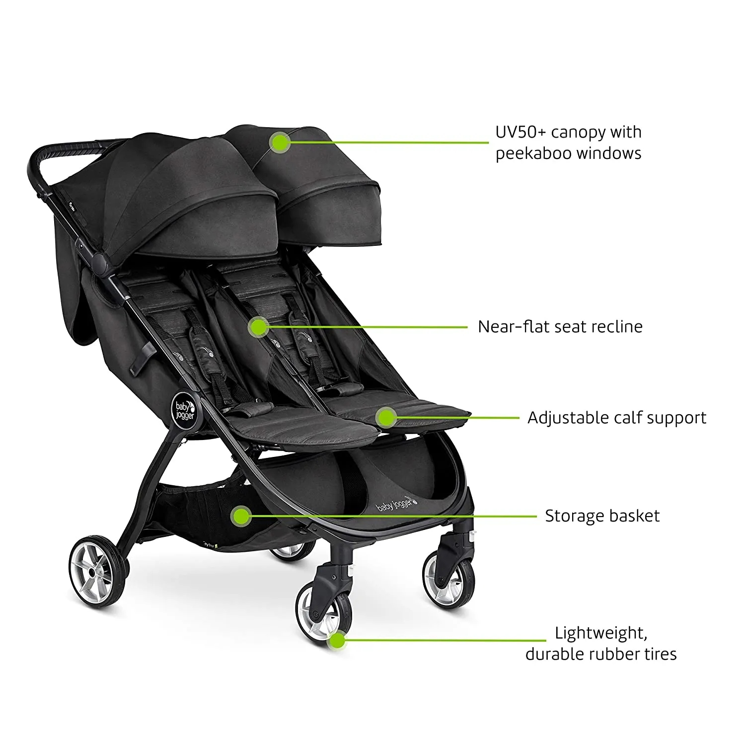 Baby Jogger City Tour 2 Double - Pitch Black (1 Year Local Warranty)