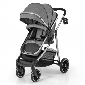 Babyjoy 2 in 1 Convertible Baby Stroller High Landscape Infant Stroller Grey