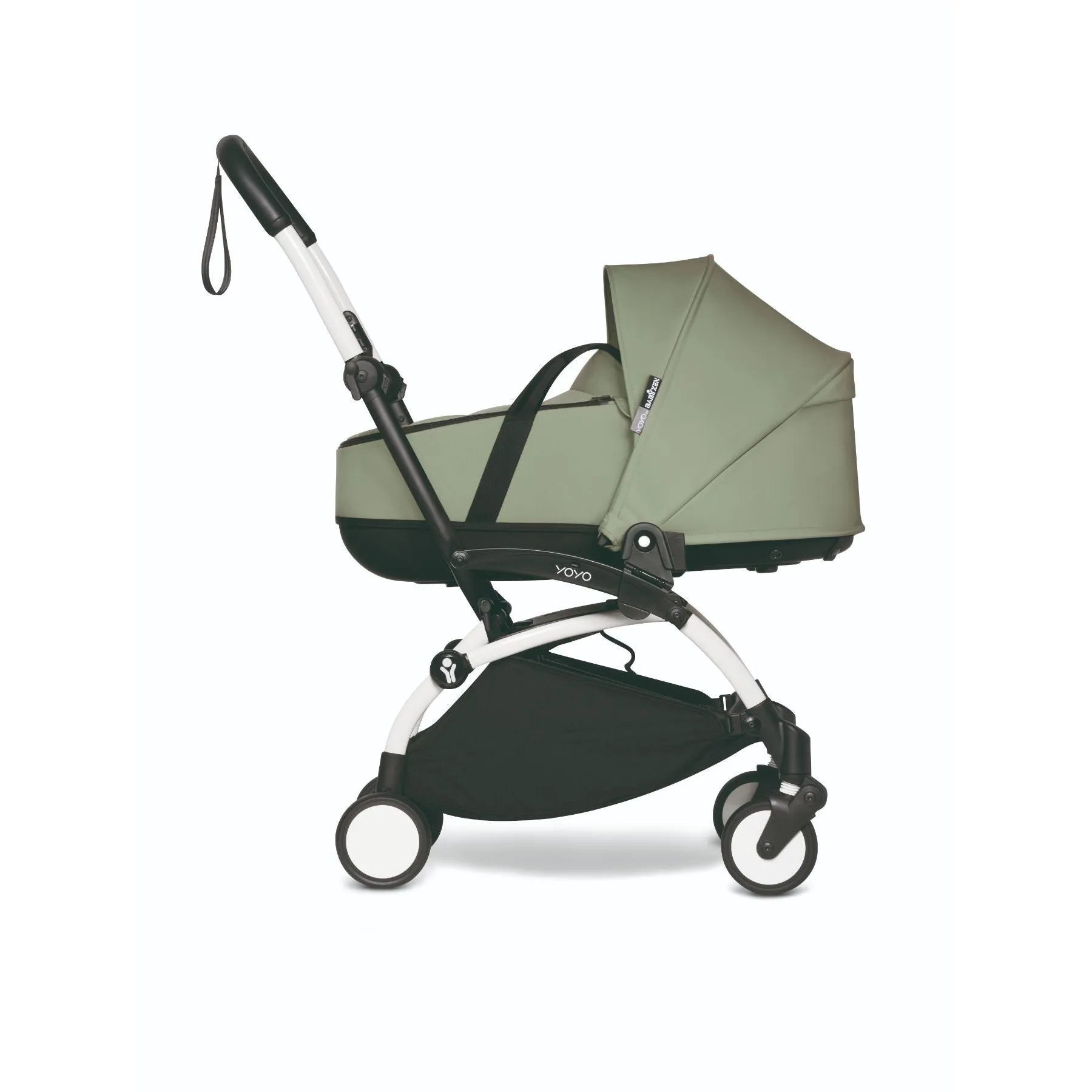 BABYZEN YOYO² Baby Stroller Set - White Frame with Olive Bassinet