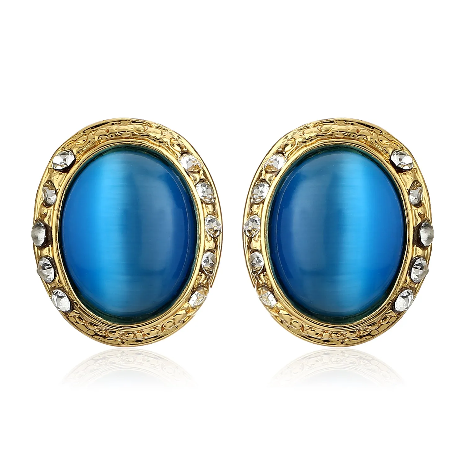 Blue Enamel Round Stud Earrings