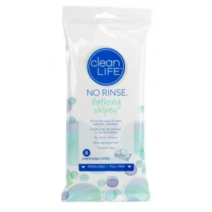 cleanLIFE No-Rinse® Bathing Wipes, Alcohol-Free 8" x 8"