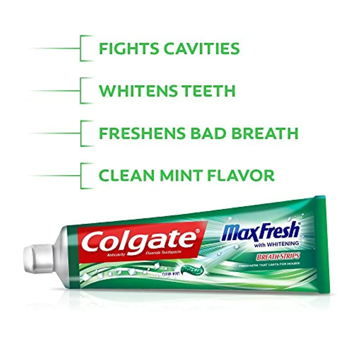 Colgate Max Fresh Whitening Toothpaste with Breath Strips, Clean Mint - 6 ounce (4 Pack)