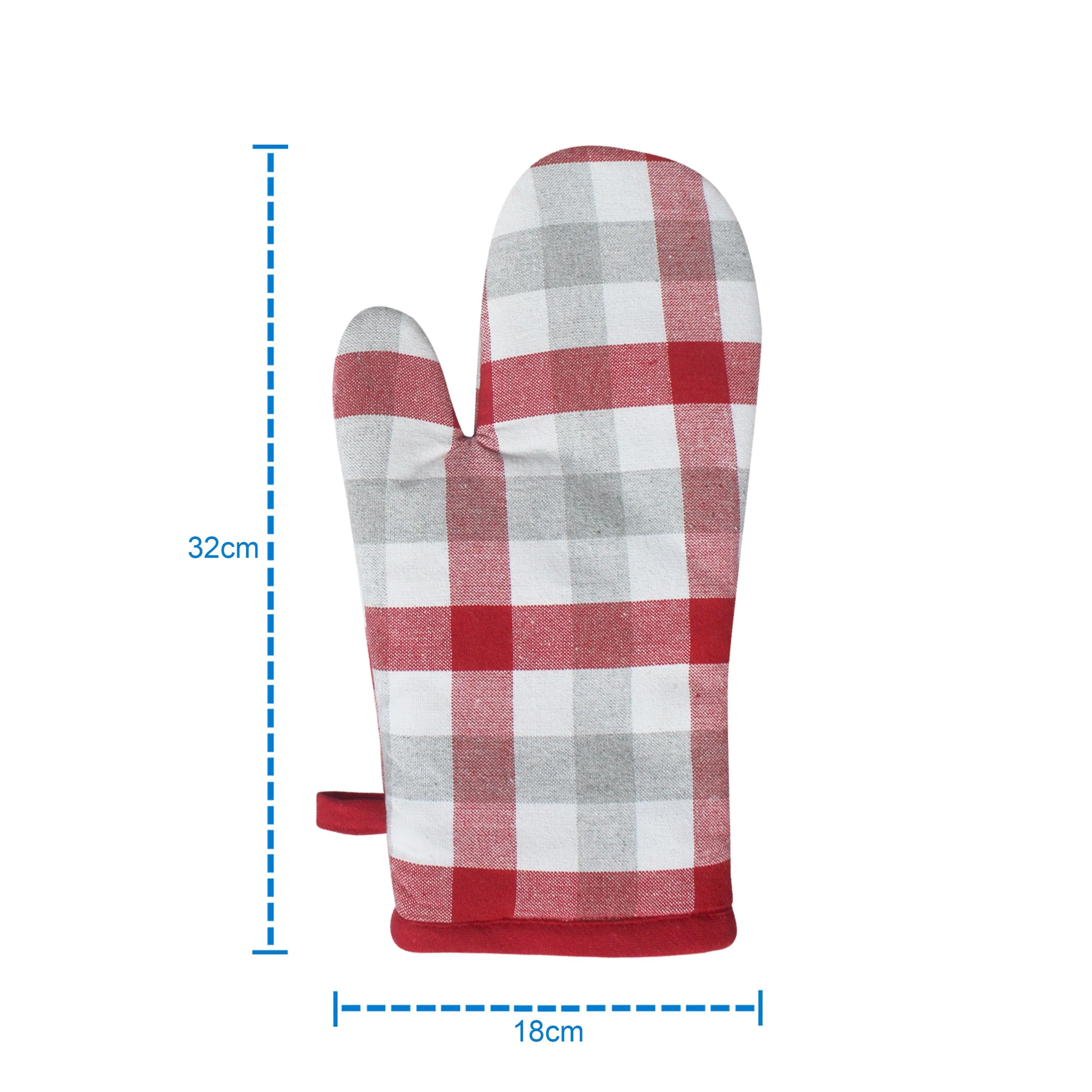 Cotton Lanfranki Red Check Oven Gloves Pack Of 2