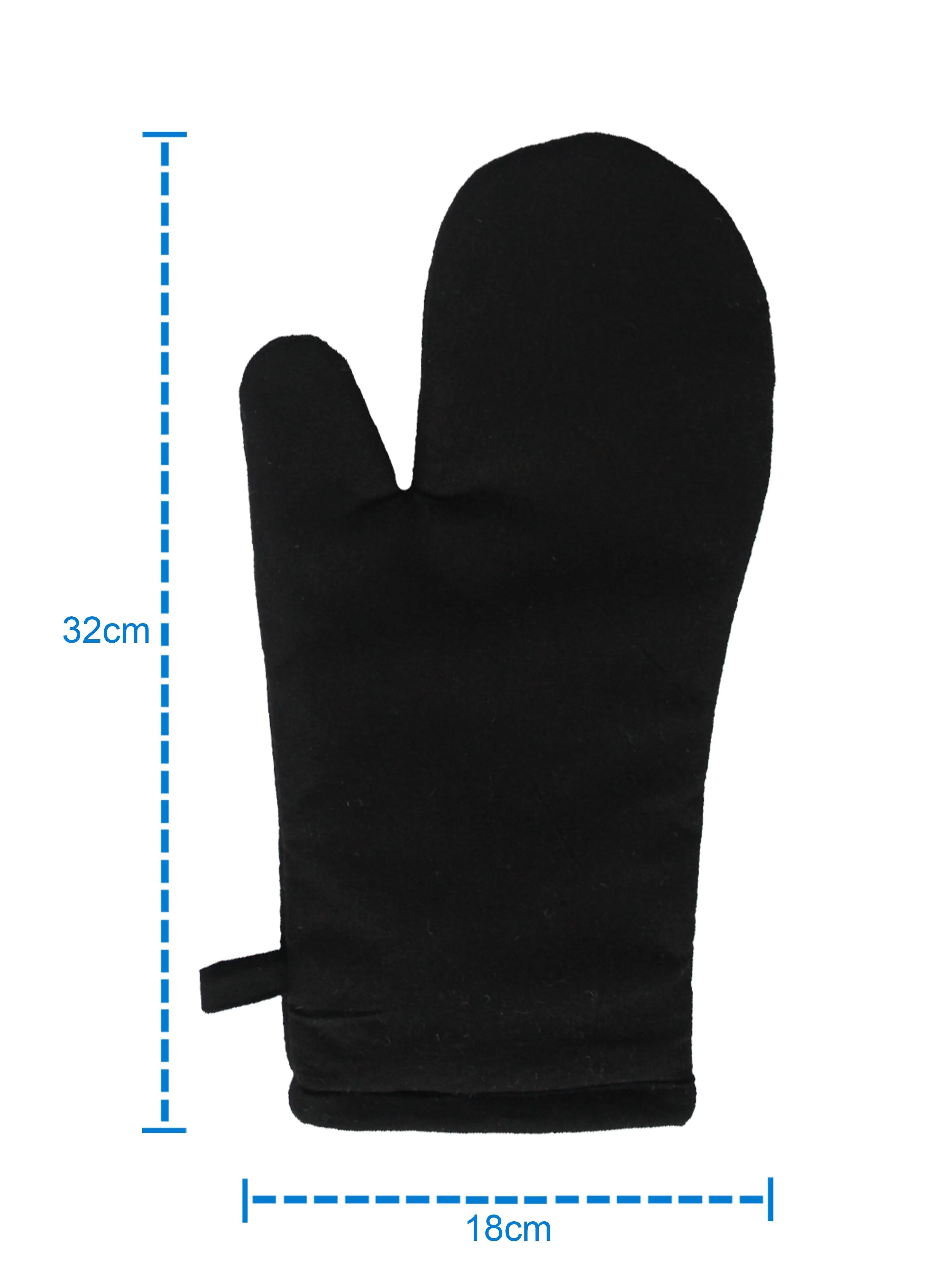 Cotton Solid Black Oven Gloves Pack Of 2