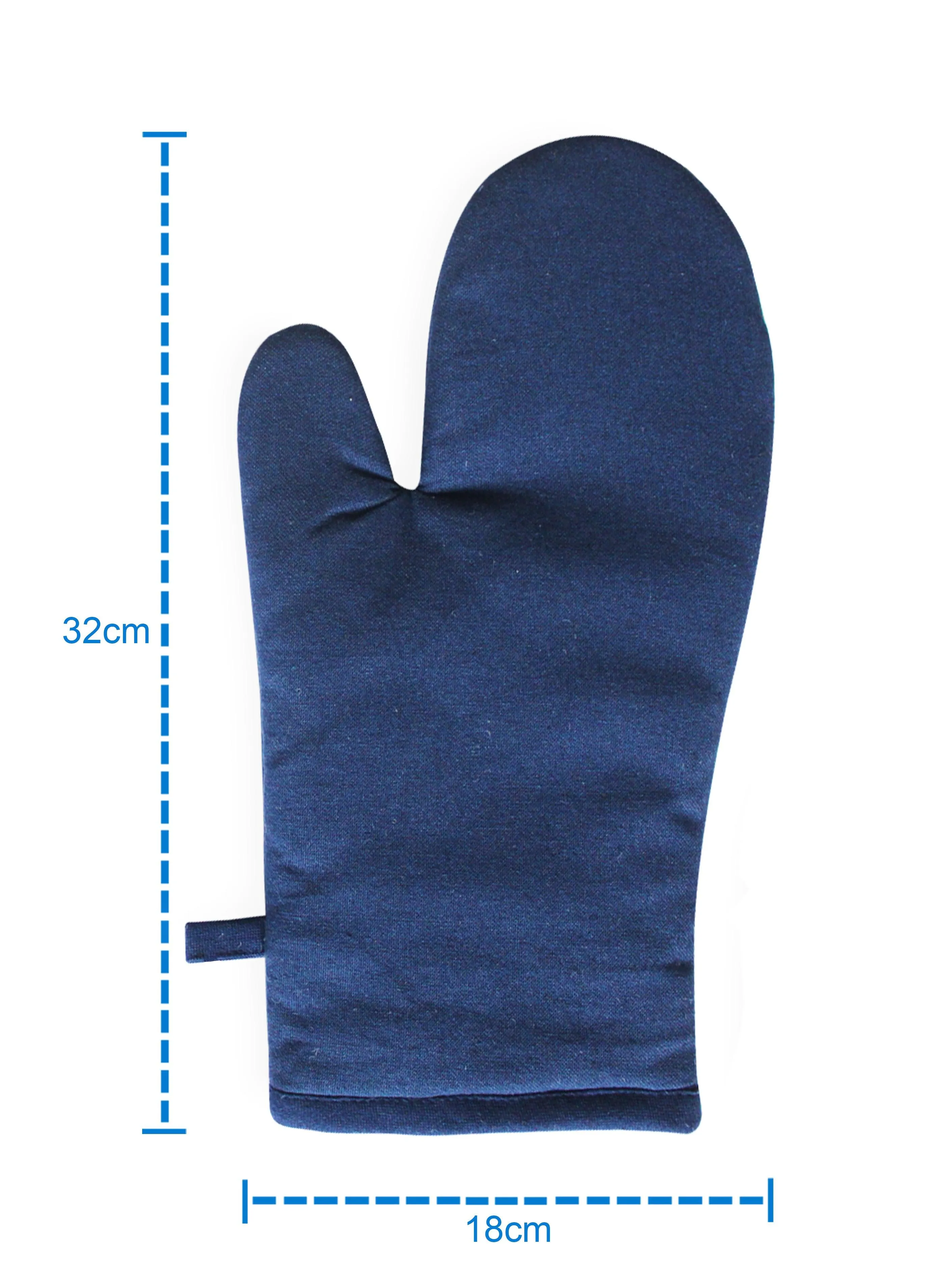 Cotton Solid Blue Oven Gloves Pack Of 2