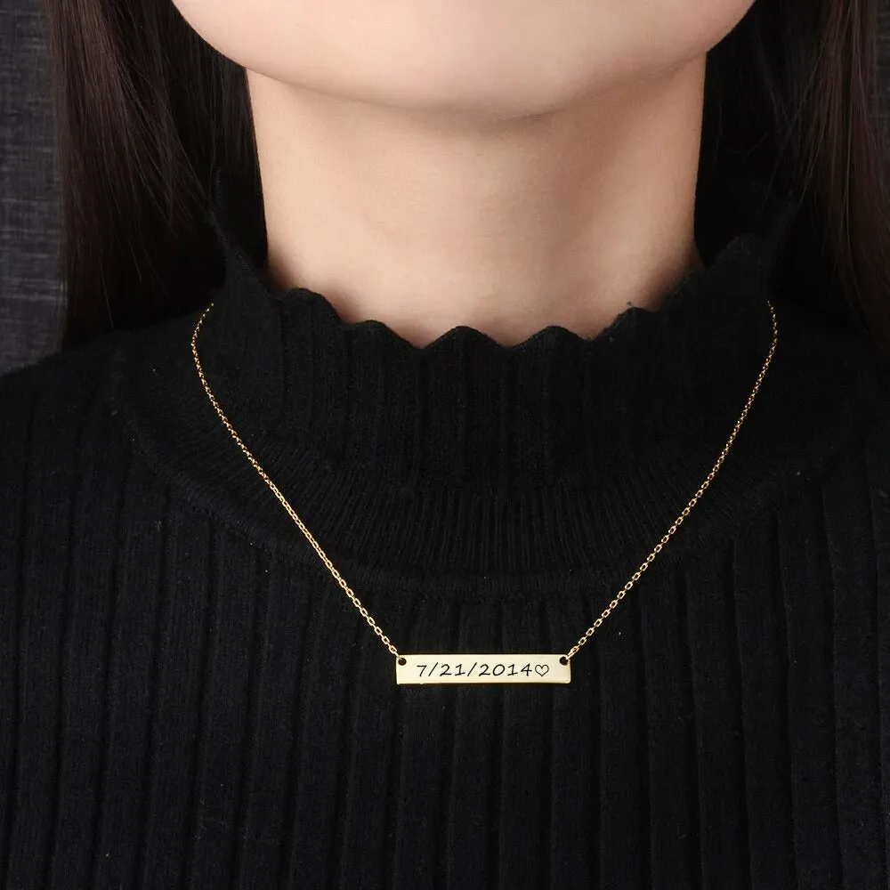 Customized 1 Date Name-Plate Necklace Pendant