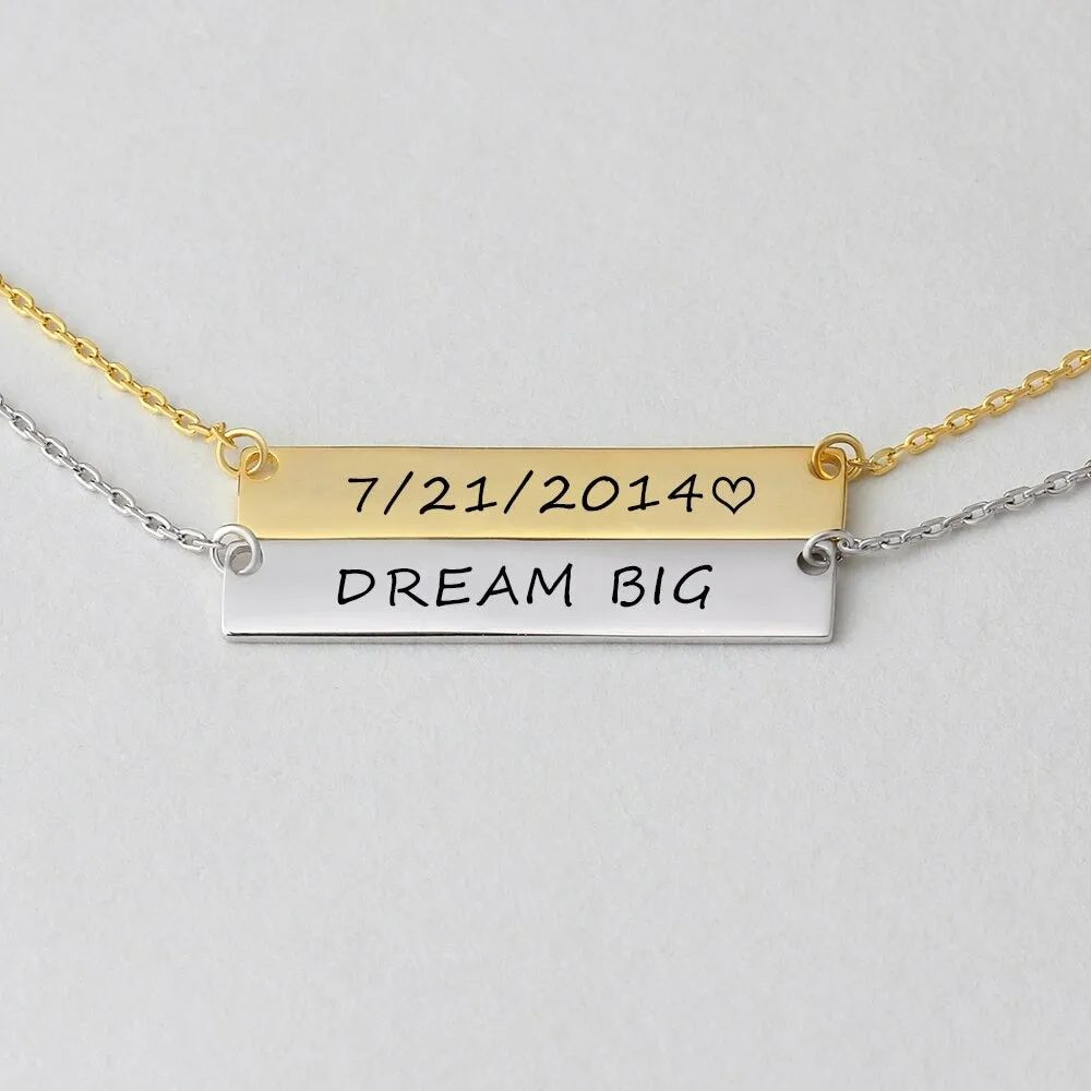 Customized 1 Date Name-Plate Necklace Pendant