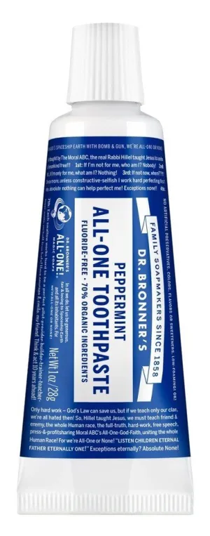 Dr. Bronner's Peppermint Travel Toothpaste 1 oz Tube