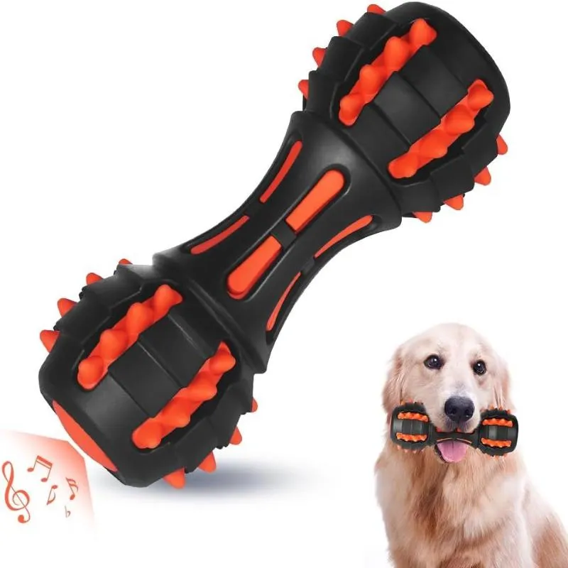 Durable Dumbbell Shaped Rubber Chew Toy For Dogs