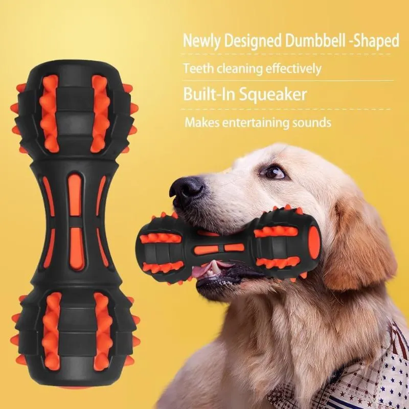 Durable Dumbbell Shaped Rubber Chew Toy For Dogs