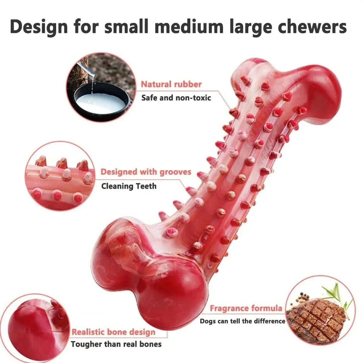 Durable Long-Lasting Natural Rubber Bone Dog Chew Toy Suitable For Aggressive Dogs