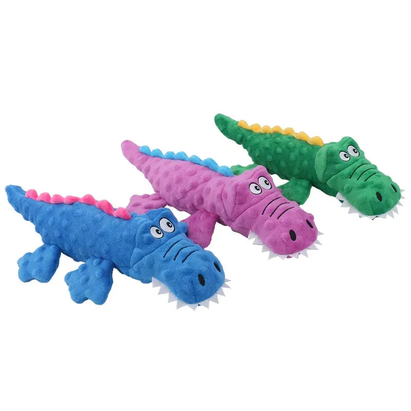 Durable Plush Crocodile Dog Toy with Squeaker