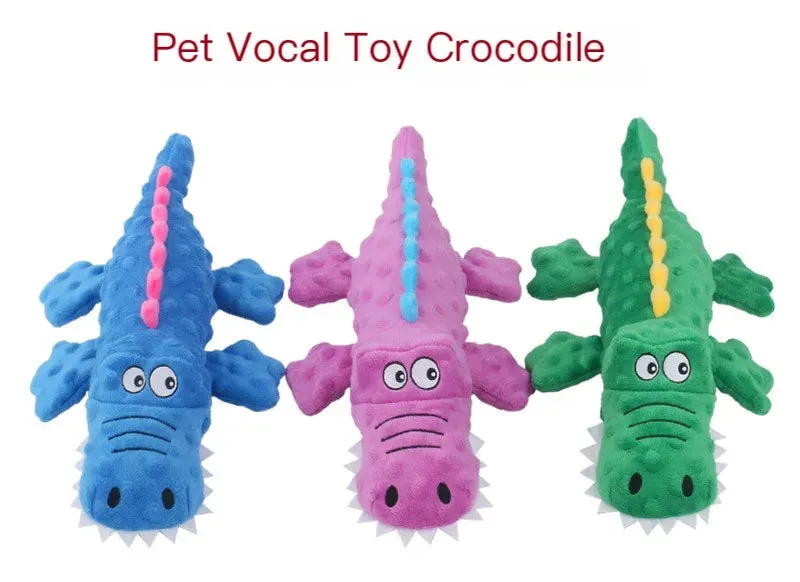 Durable Plush Crocodile Dog Toy with Squeaker