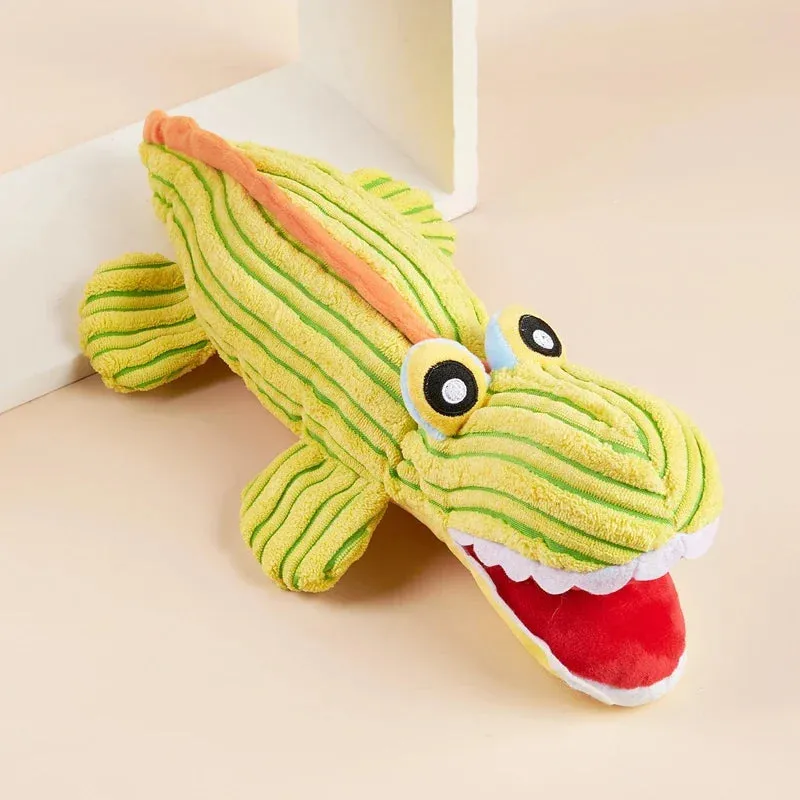 Durable Plush Crocodile Dog Toy with Squeaker