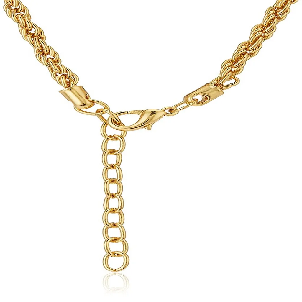 Estele 24 Kt Gold Plated Drop with Fancy Austrian Crystal Chain Necklace Set for Women