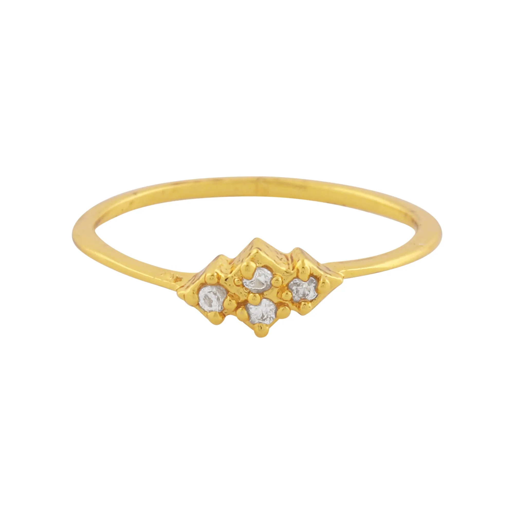 Estele american diamond and gold plated fancy ring for women( non adjustable)