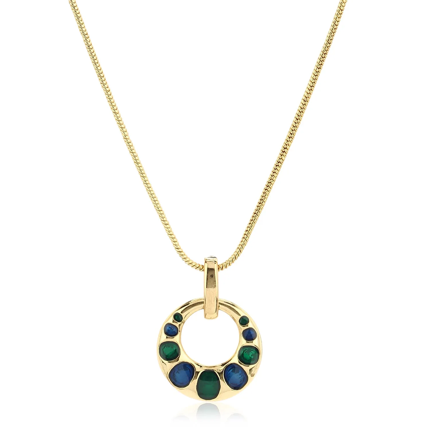 Estele - Blue And Green Enamel Round shaped Pendant set