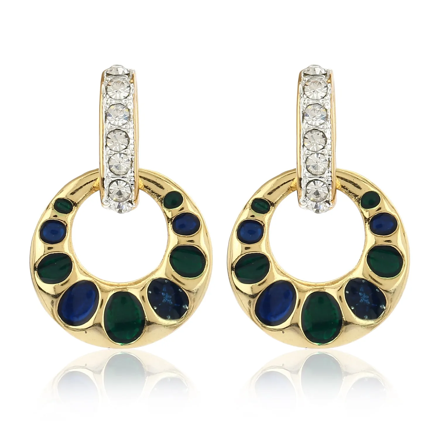 Estele - Blue And Green Enamel Round shaped Pendant set