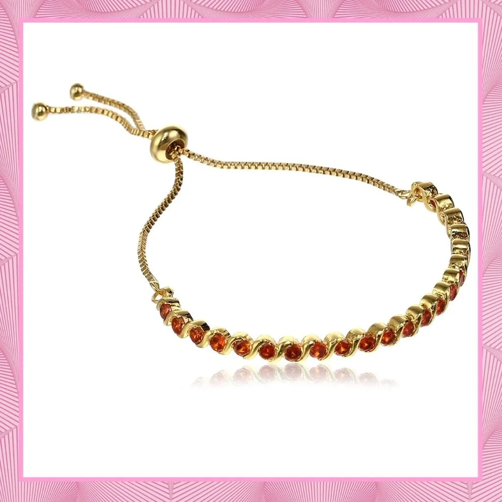 Estele Gold Plated Bracelet with Orange American Diamonds Bracelet for women