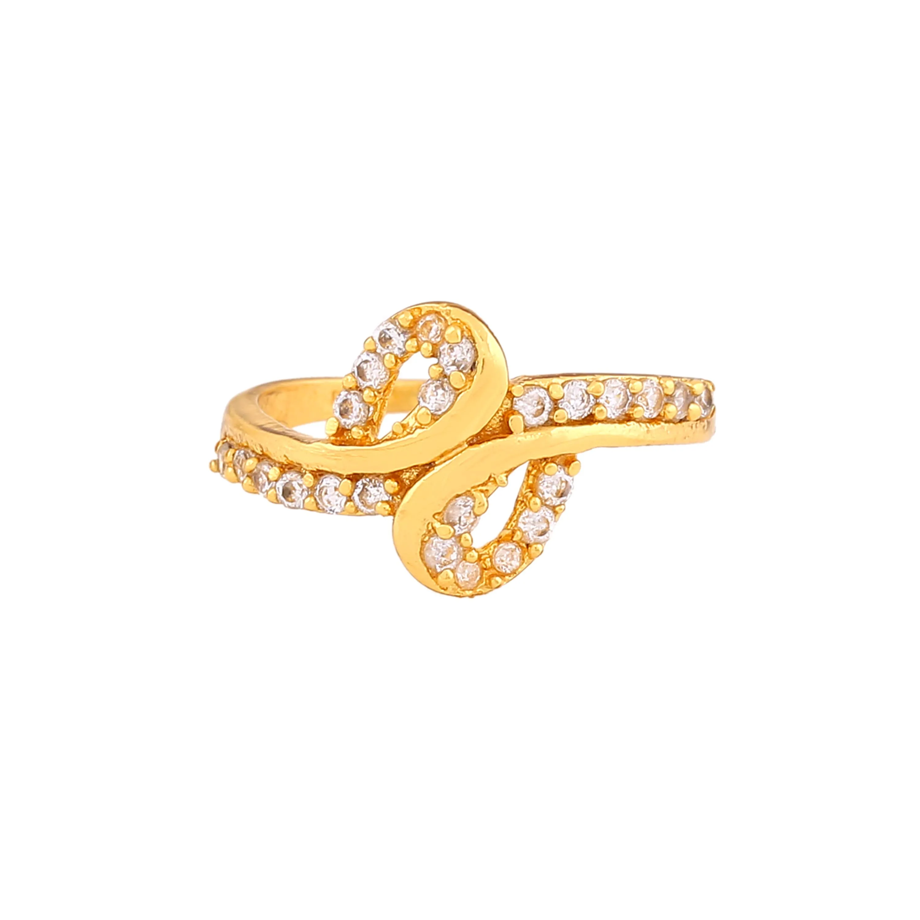 Estele Gold Plated CZ Loop Designer Ring for Women(Non-Adjustable)