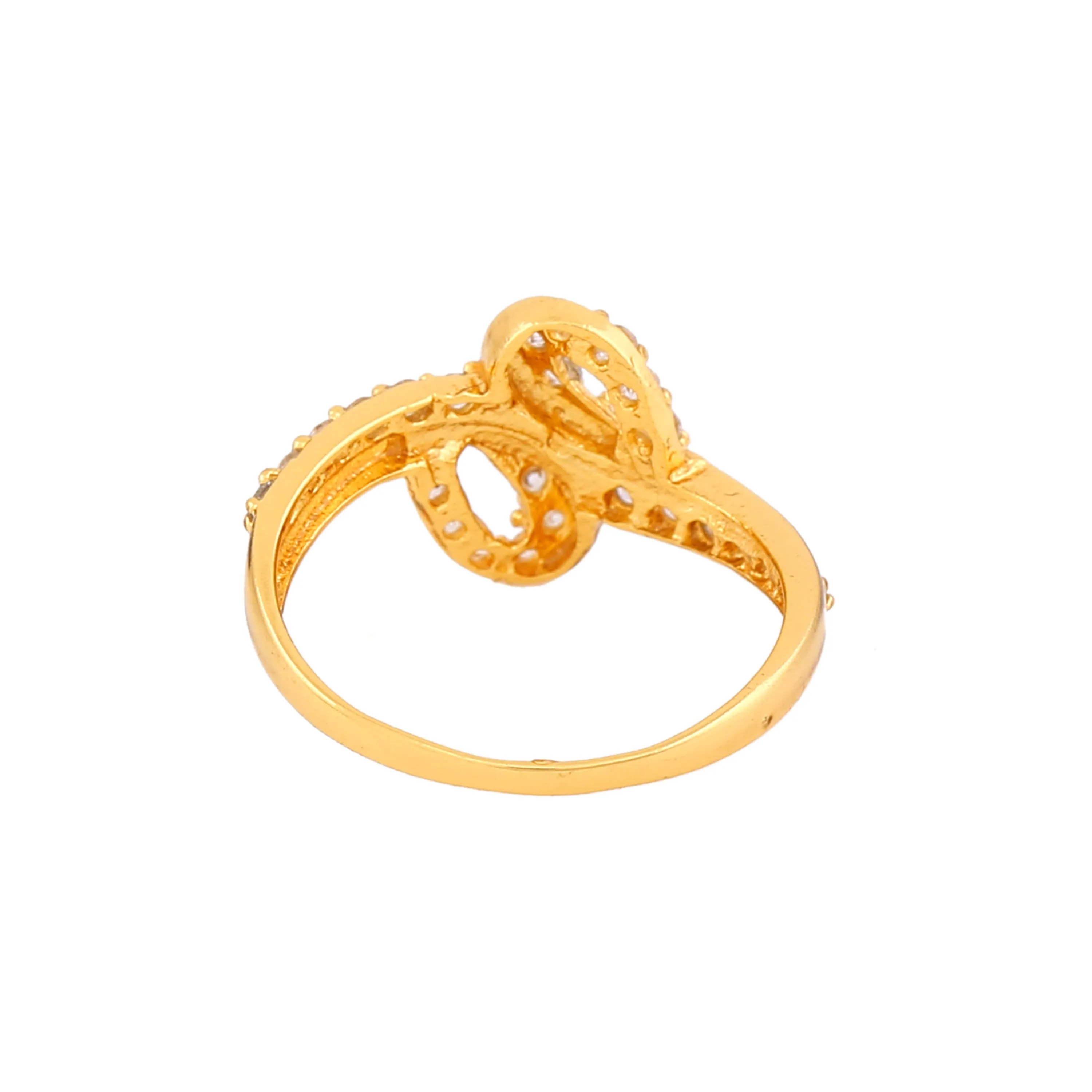 Estele Gold Plated CZ Loop Designer Ring for Women(Non-Adjustable)