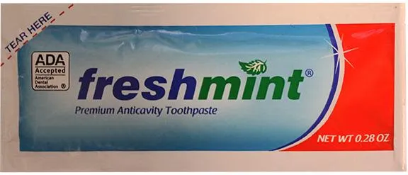 FreshMint TPADAP Fluoride Toothpaste Packet 0.28 oz. - ADA Approved (Case)