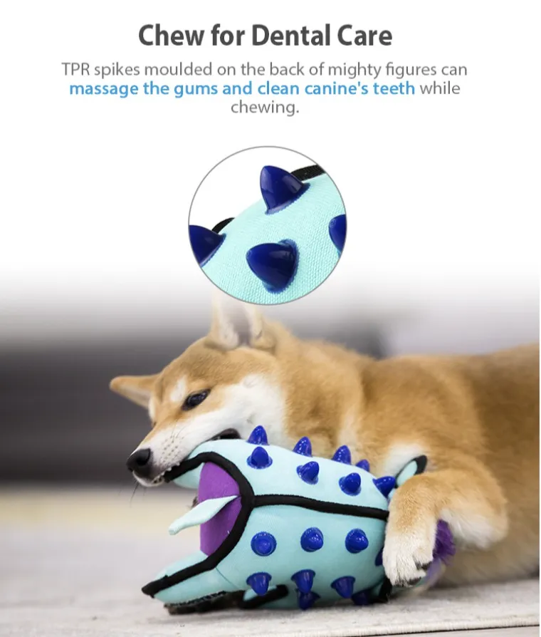 GiGwi Duraspikes Series: Durable, Spiked, Canva Plush Dog Toy