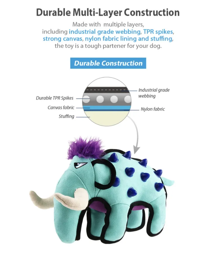 GiGwi Duraspikes Series: Durable, Spiked, Canva Plush Dog Toy