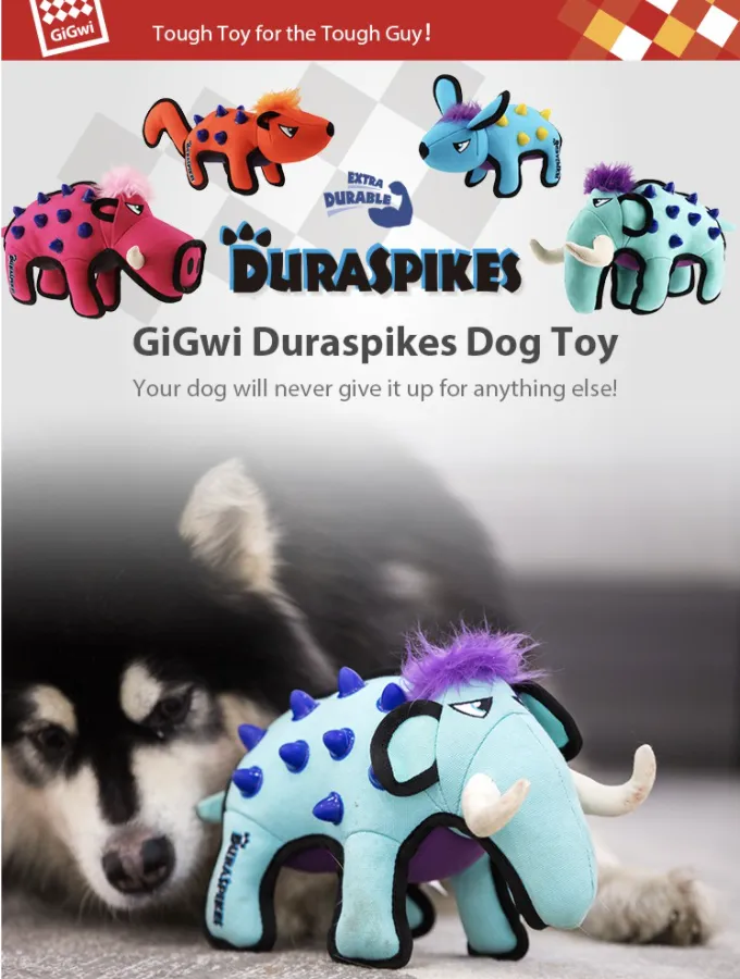 GiGwi Duraspikes Series: Durable, Spiked, Canva Plush Dog Toy