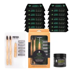 Grooming Essentials Bundle: Eco-Friendly Razor   Flushable Man Wipes  