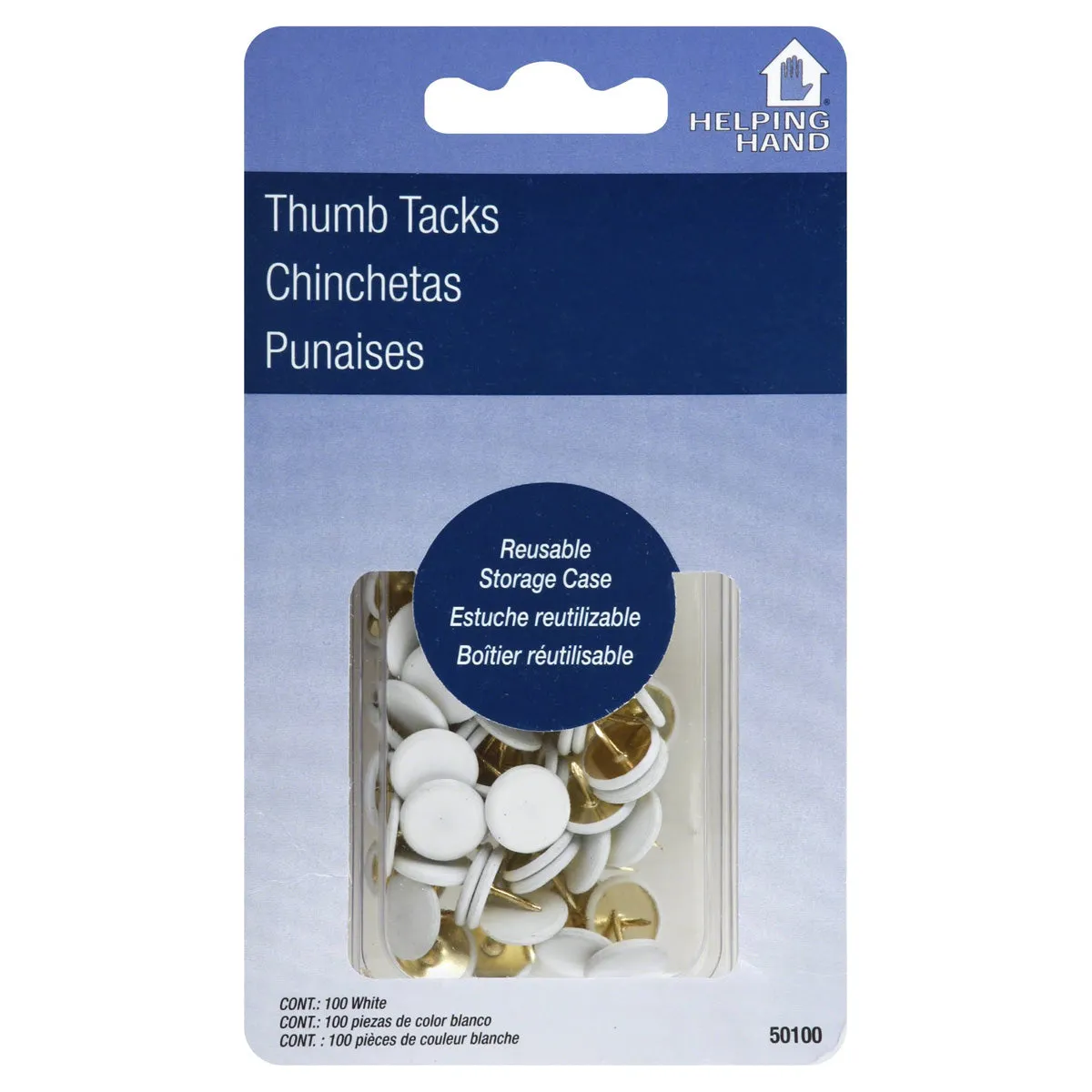 HELPING HAND - Thumb Tacks White - 100 Pieces