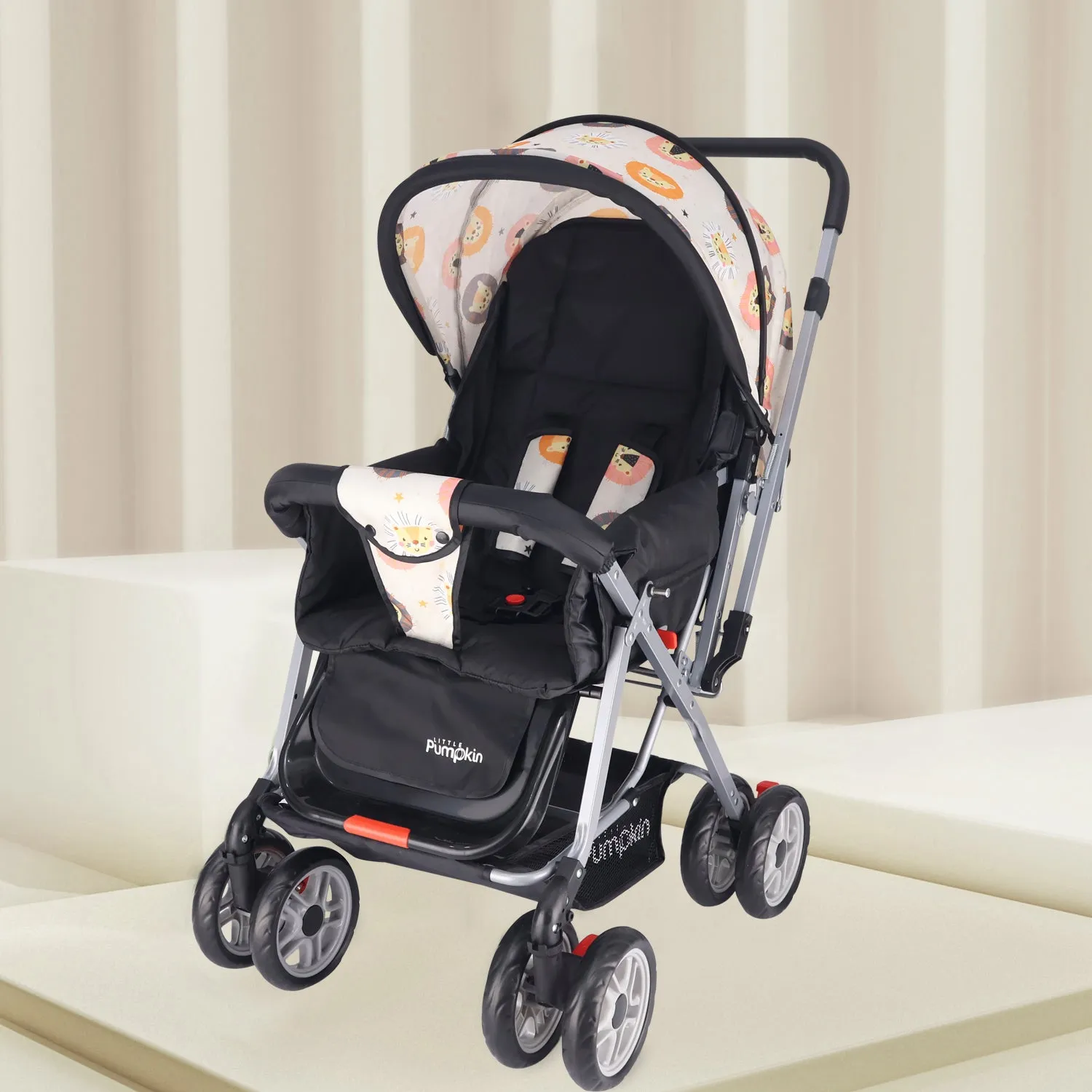 Kiddie Kingdom Stroller - 3 Position Recline, Easy Fold, Reversible Handle, Rear Wheel Brakes