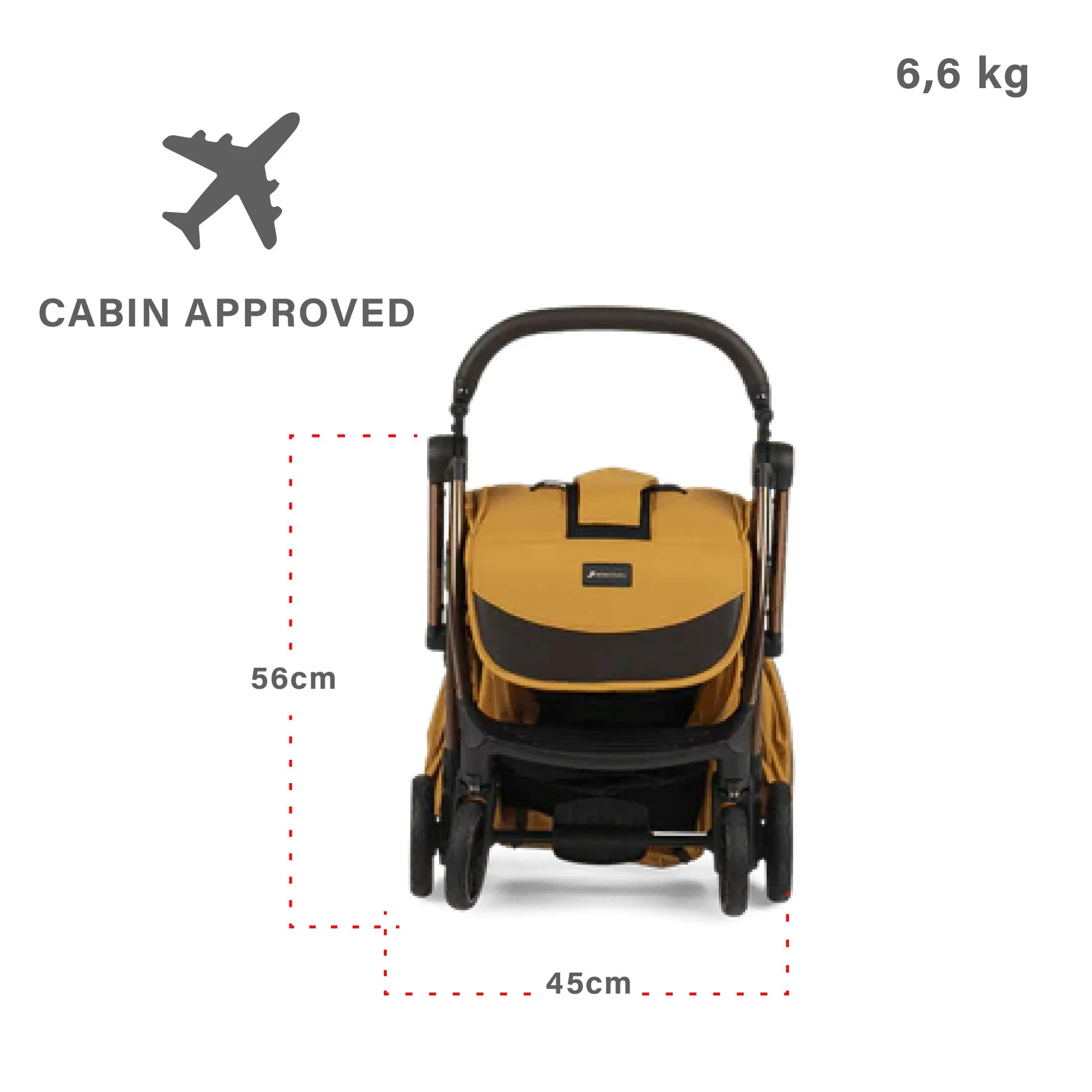 Leclerc baby Influencer Air Stroller - Golden Mustard with Golden Mustard Diaper Bag