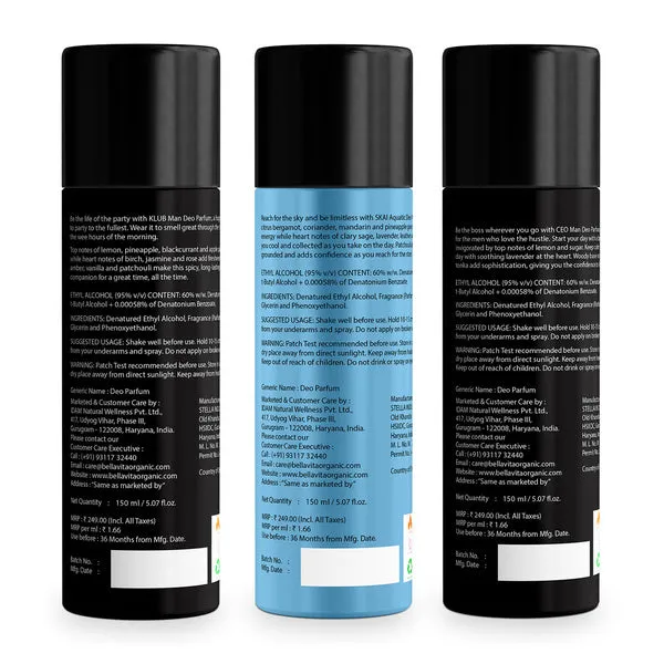 Men's No Gas Deodorant Gift Set, Pack Of 3, 150ml each