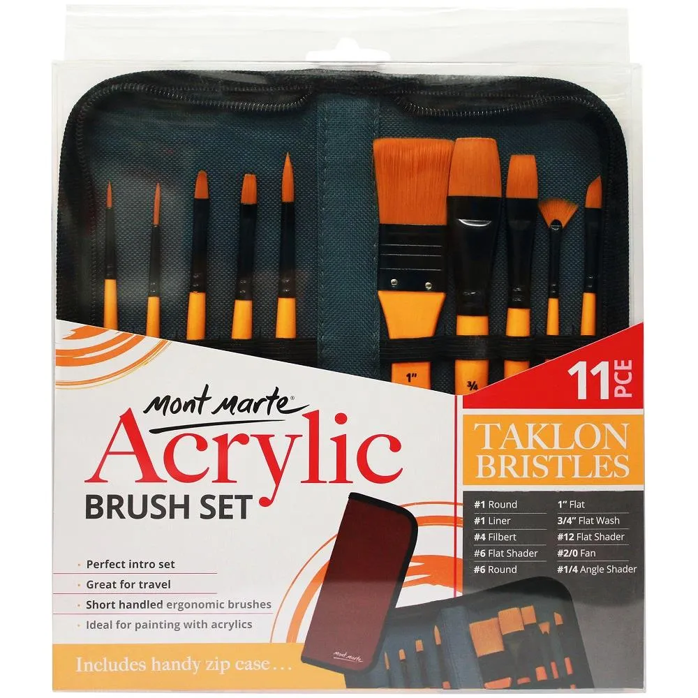 Mont Marte Signature Taklon 11pc Acrylic Brush Set