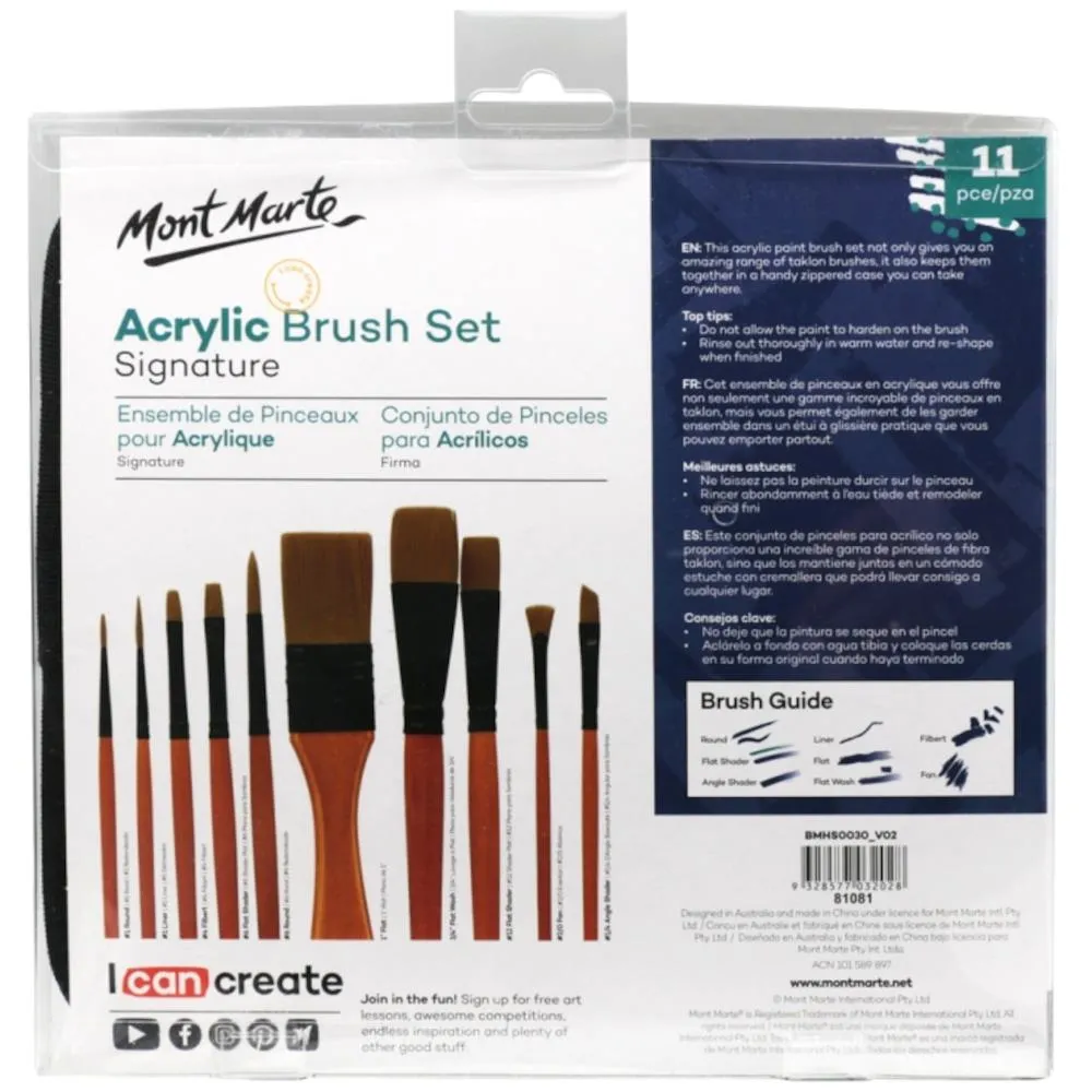 Mont Marte Signature Taklon 11pc Acrylic Brush Set