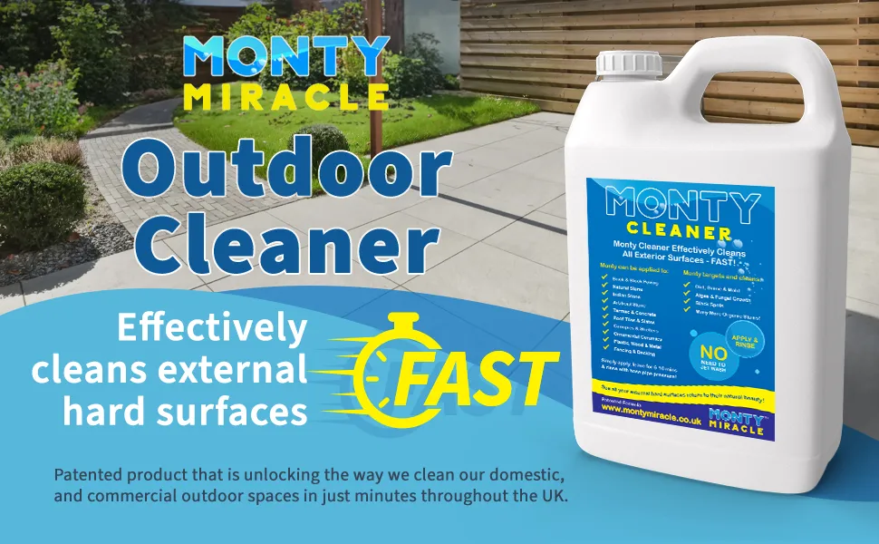 Monty Miracle Fast Patio Cleaner - 6 x 5L Outdoor Surface Cleaner for Patio, Decking, Fencing   More