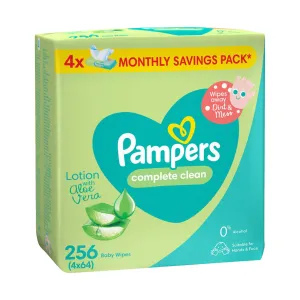 Pampers Baby Wipes Complete Clean 64 Whips x 4 Pack