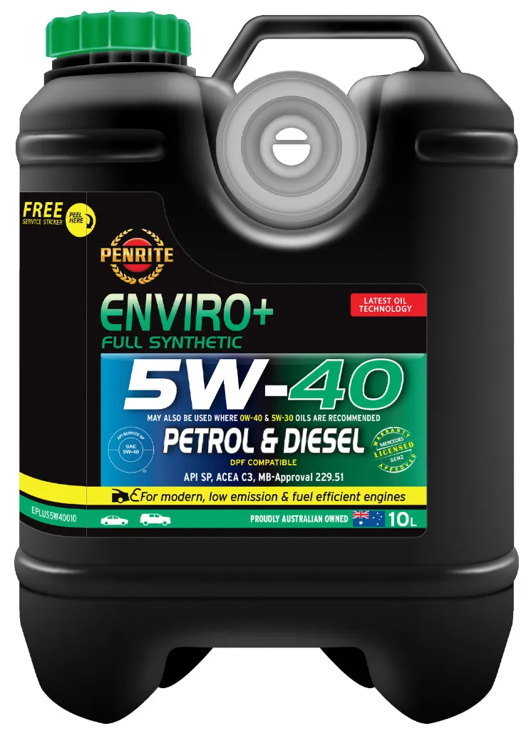 Penrite Enviro  5W-40 5W40 Full Synthetic Engine Oil 10L - EPLUS5W40010 (Pickup Only)