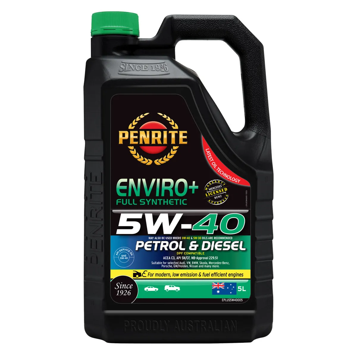 Penrite Enviro  5W-40 Full Synthetic Engine Oil  5L  - EPLUS5W40005 (Pickup Only)